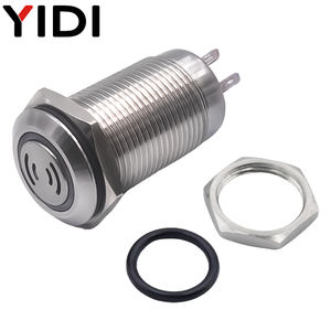 16 أو 19 أو 22 صفارة إنذار قابل للتخصيص مقاوم للماء من الفولاذ المقاوم للصدأ دبوس لحام مسطح الرأس IP65 12 فولت 24 فولت V 60/75dB حلقة حمراء ليد - Product Image 3