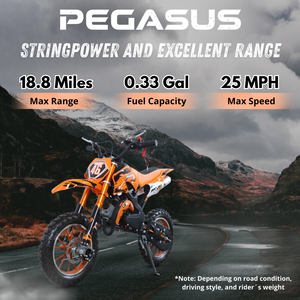 पेगासस 49cc मिनी वयस्क ऑफ-रोड गंदगी बाइक मोटोक्रॉस पॉकेटबाइक 2 स्ट्रोक गैसोलीन मानक मॉडल - Product Image 4