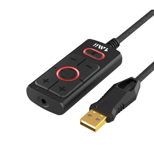 虚拟7.1环绕声和多功能控制器USB到音频插孔适配器，用于PC，USB外部声卡