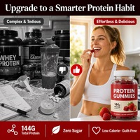 Gummies protéinés végétaliens OEM ODM à base de pectine, sans sucre, saveur fraise, 60 unités, vente en gros