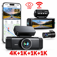 Caméra de tableau de bord 4 canaux la moins chère, WiFi 5.8G, contrôle par application, mode parking 24h/24, caméra DVR de voiture, 4 objectifs, 360 degrés, 4k+1k+1k+1k