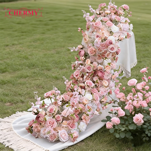 Dalian Chermy White Artificial <strong>Table</strong> Runner <strong>Flower</strong> Cascading Floral <strong>Arrangement</strong> for Wedding Long <strong>Table</strong> Decor - Product Image 5