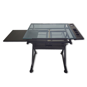 Vente en gros de <span class=keywords><strong>table</strong></span> à <span class=keywords><strong>dessin</strong></span> réglable <span class=keywords><strong>Table</strong></span> de bureau d'art <span class=keywords><strong>Table</strong></span> d'étude de station d'artisanat d'art Dessus en verre trempé - Product Image 5