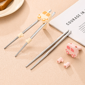 Pure Titanium <b>Chopsticks</b>, Anti-slip Training <b>Chopsticks</b> with Cartoon Car Pattern for <b>Kids</b> & Toddlers Learning Eating - Product Image 3