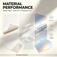 Étiquettes adhésives personnalisées en vinyle holographique, imperméables, durables, imprimées en couleur, recyclables, pour boîtes cadeaux, vente au détail, marque, directement de l'usine