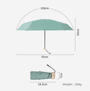 Hiện Đại Mini rắn màu phẳng ô cho mùa hè 5-gấp UV bảo vệ mặt trời ô với trường hợp có thể gập lại - Product Image 3
