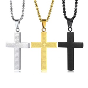 Collier pendentif croix délicat en acier inoxydable plaqué or 18 carats, résistant au ternissement, pour hommes et femmes - Product Image 1
