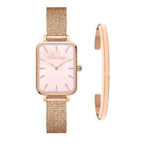 Relojes de Lujo para Mujer, Regalo de Navidad, Esfera Pequeña, Esfera Rosa de Madreperla, Reloj con Correa, Relojes de Pulsera para Mujer - Product Image 5