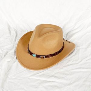 Wholesale 2024 New Arrival Western Cowboy <b>Hats</b> <b>for</b> Women European American Style Wood Beads Jewelry Belt Parties Travel Casual - Product Image 1