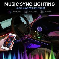 Kit d'éclairage d'ambiance RGB 64 couleurs pour voiture, bande LED acrylique, contrôle par application, synchronisation musicale, décoration intérieure, logo personnalisé, vente en gros