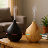 Difusor de aromaterapia con diseño de grano de madera, humidificador ultrasónico de niebla fría de 300 ml para el hogar, la oficina y el dormitorio