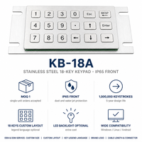 Clavier numérique industriel en acier inoxydable KB-18A personnalisé, étanche IP65, 18 touches, montage sur panneau, USB/PS2/RS232 pour terminal de télécommunications
