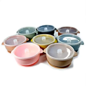 Hot Selling Eco-friendly Non-toxic Anti-fall Strong Suction Baby Silicone Bowl With Lid