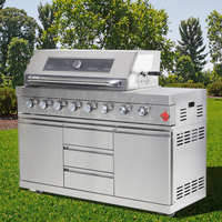 Barbecue à gaz en acier inoxydable haute performance de 58 pouces avec brûleur arrière infrarouge, table latérale, autonome, pour restaurant en plein air