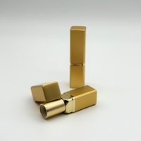 OEM ODM Tabung Lipstik Kotak Matte Gold 3.2-3.5g Aluminium Plastik Putar Kosong Kemasan Kosmetik Merek BRILLIANT