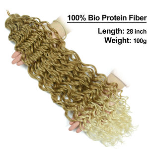 Extensions de cheveux synthétiques en fibres protéinées bio, résistantes à la chaleur, bouclées, en fibres bio organiques, tresses au crochet naturelles, en paquet - Product Image 2