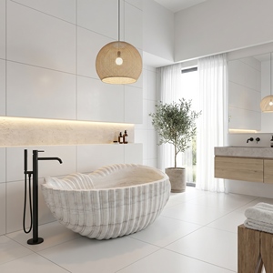 Bañeras Ovaladas Modernas de Lujo Hechas a Medida, Exclusivas, de Madera Blanca, Independientes, para Baño, Villa, Hotel, Casa - Product Image 6