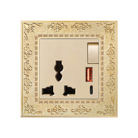 Interruptor de Pared Estilo Británico-Americano Tipo 86, Bronce Antiguo con Patrón de Bronce Fosforado, Estándar Británico, 13A