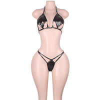 Ensemble de bikinis deux pièces en cuir verni noir à lacets et strass pour femme, idéal pour les soirées, les festivals et les tenues de club.