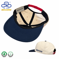 Casquette Snapback à 5 panneaux, brodée, bicolore, à visière plate, bleu marine, certifiée GRS, personnalisable, vente en gros, OEM, usine