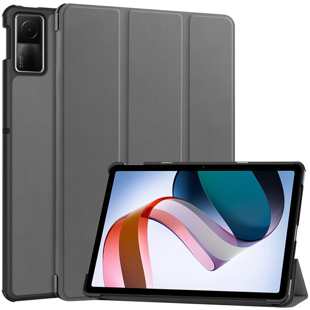 PU Leather Tri-Fold Caster Hard Shell Bracket Smart Cover for Redmi Pad 2 10.61 SE 11 9.7 Tablet Protective Flip PC Hard Case