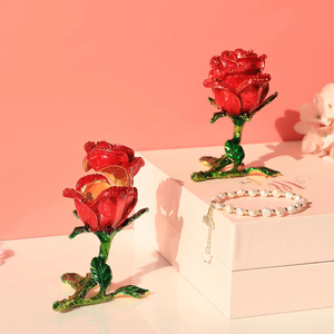 Vente directe d'usine, boîte à bijoux en forme de rose pour mariage, boîte à bagues, boîte cadeau pour mariage - Product Image 5