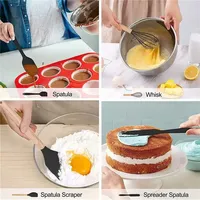 Ensemble de 15 ustensiles de cuisine antiadhésifs en silicone avec manche en bois et support