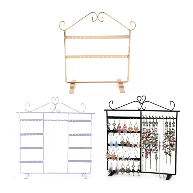 Classic Jewelry Rack Display Stand for Hanging Earrings and necklace With 48 Holes 10 Hooks