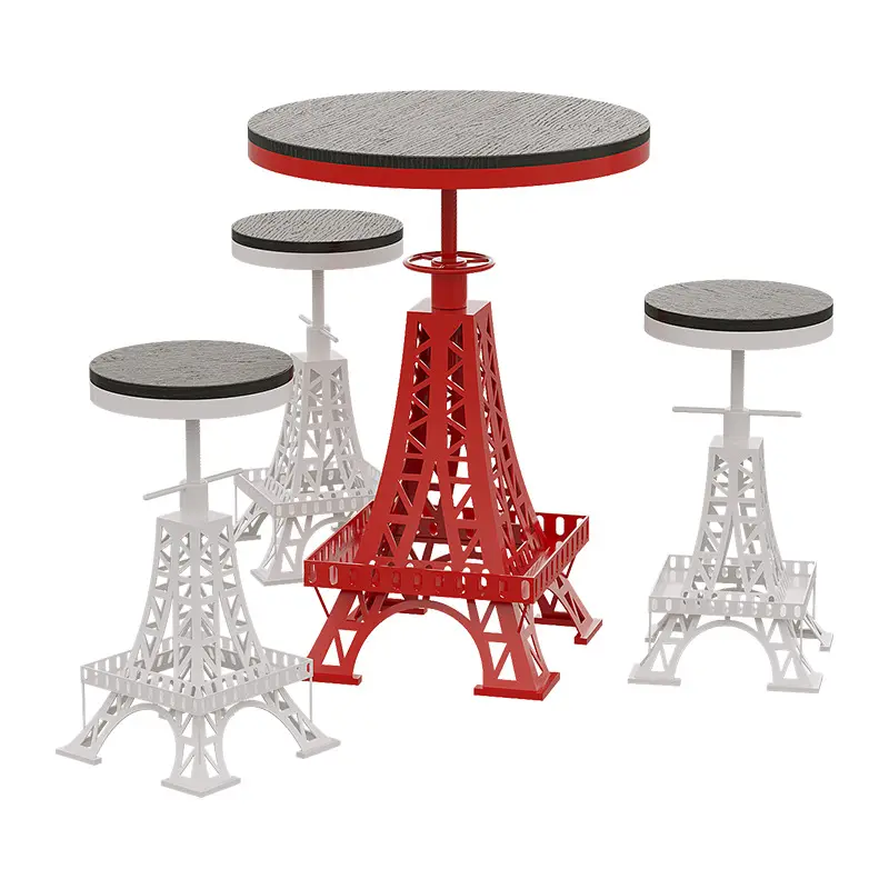 Meubles industriels et commerciaux personnalisés, table et chaise de conception de tour de seau d'huile de fer créatif de restaurant de café de bar