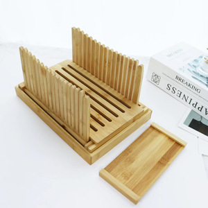 เครื่องตัดขนมปังไม้ไผ่ Sm ขนาด 32x21x17.5 ซม. พับได้ พร้อมถาดรองเศษขนมปัง สำหรับอุปกรณ์ทำขนมในครัว - Product Image 4