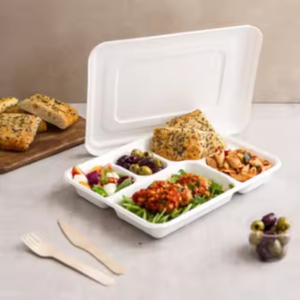 Xu Hướng 5-Ngăn Mía Bã Mía Bữa Ăn Khay Nắp Dùng Một Lần Nguồn Cung Cấp Bên Kit Cho Các Sự Kiện Du Lịch Căng tin Siêu thị - Product Image 6