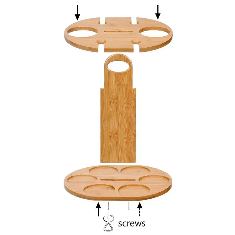 Бамбуковый держатель для винных чашек с 6 отверстиями