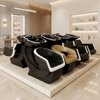Fauteuil de lavage professionnel personnalisé marron réglable avec pédale et bac blanc pour salon de coiffure, spa et usage professionnel