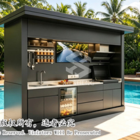 Cocina Exterior para Asados, Isla con Gabinetes Integrados de Acero Inoxidable, Resistente a la Intemperie, con Parrilla, Fregadero y Almacenamiento para Jardín, Patio o Terraza