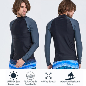 Chemises de sport à manches longues pour hommes Sbart, protection contre les éruptions cutanées, UPF50+, respirantes, séchage rapide, compression pour l'entraînement - Product Image 3