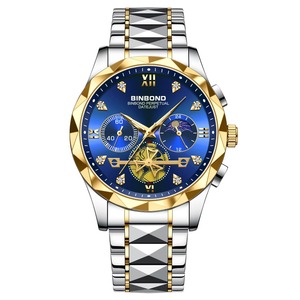 Montre de luxe pour homme avec chronographe tourbillon, étanche, lumineuse, affichage 24H, calendrier, montre à quartz en acier inoxydable pour affaires - Product Image 1