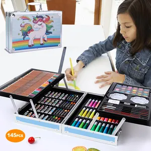 145件绘画艺术套装儿童绘画盒艺术家印刷艺术套装带画板艺术套装