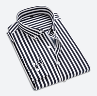 Camisa Formal Elegante de Estilo Coreano para Hombre, Diseño Otoñal con Rayas Verticales Grandes, Manga Larga, Tejido de Ganchillo, Cuello en V