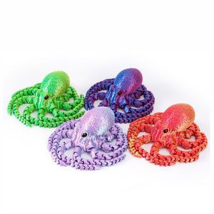 Ornement pieuvre articulé imprimé en 3D, jouet personnalisé, modèle coloré en plastique, cadeau unisexe, vente en gros - Product Image 4
