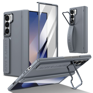 เคสโทรศัพท์แบบพับได้สำหรับ Samsung <span class=keywords><strong>Z</strong></span> <span class=keywords><strong>Fold</strong></span> 6  พร้อมกระจกหน้า  สายรัดข้อมือซิลิโคน  ขายึดเลนส์โลหะ  บานพับแม่เหล็ก  วัสดุ PC  ผิวด้าน - Product Image 2