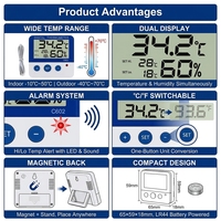 Termómetro Digital Mini para Refrigerador y Congelador C602, Alarma Electrónica de Temperatura Interior, Indicador de Alarma LED de Plástico
