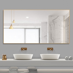 <strong>Rectangle</strong> <strong>Wall</strong> <strong>Mirror</strong> Long Metal Frame Bathroom <strong>Mirror</strong> with Black/gold Aluminum Frame - Product Image 5