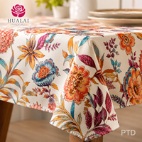 Nappe de jardin HuaLai 60x102 pouces en polyester effet coton à motif floral botanique pour repas en extérieur, sans plis, personnalisable