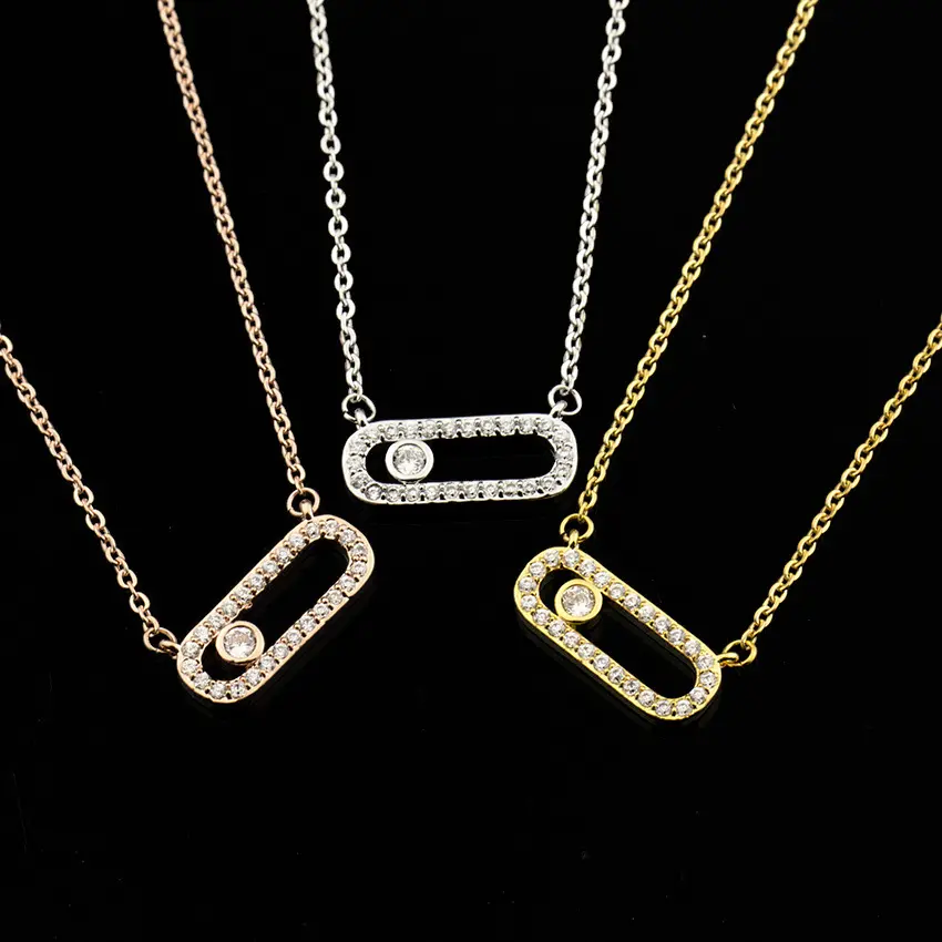 Kalung zirkon versi Korea, aksesori perhiasan kreatif batu utama Berlian cocok untuk hadiah