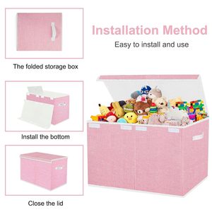 Cestas Organizadoras de Tela Negras Plegables, Caja de Juguetes para Niños con Tapas - Product Image 5