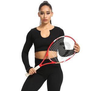 Leggings de sport à <span class=keywords><strong>col</strong></span> en <span class=keywords><strong>V</strong></span> et à séchage rapide, ensemble de yoga côtelé et culotte de sport sans couture - Product Image 4