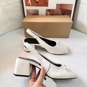 Chaussures pour femmes, talons hauts blancs à talon apparent, décoration nœud, sandales décontractées Mary Jane - Product Image 2