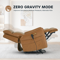 Canapé en cuir de salon moderne Fauteuil inclinable pour personnes âgées fonctionnel avec porte-gobelet et fonction de massage