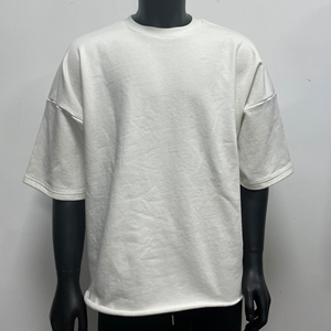 T-shirt Homme OEM en Coton Tricoté Délavé à l'Acide, Grammage Lourd, Col Rond, Manches Courtes, Coupe Ample, Personnalisable par Impression et Broderie, Style Vintage - Product Image 4