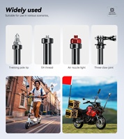 Kewig – bâton de selfie pour moto avec pince de fixation antivol pour caméra d'action Insta360/GoPro, tige télescopique en alliage d'aluminium